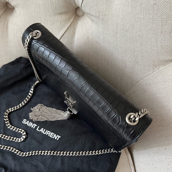 Saint Laurent YSL Kate Medium Croc Embossed Tassel bag crossbody/shoulder - Picture 3 of 13